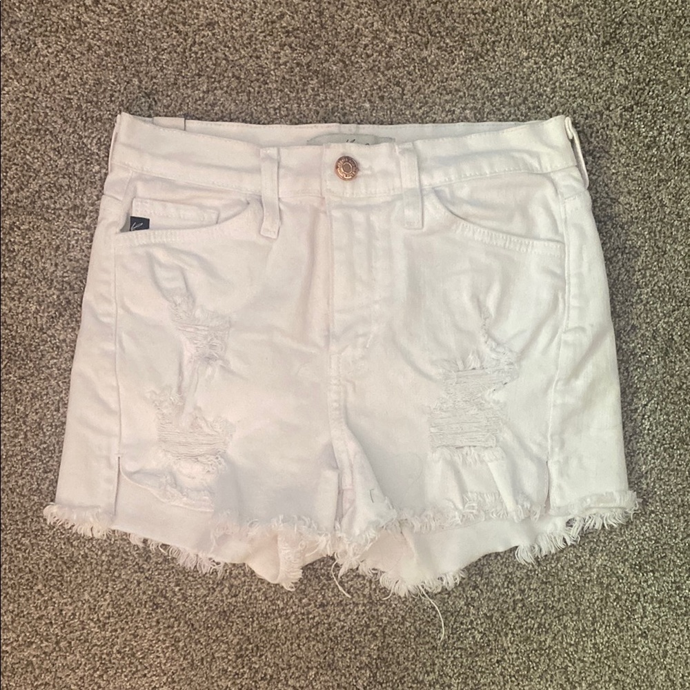 White Distressed Denim Shorts
